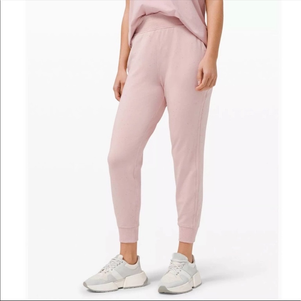 Lululemon LA Warm Down High-Rise Jogger light pink with confetti